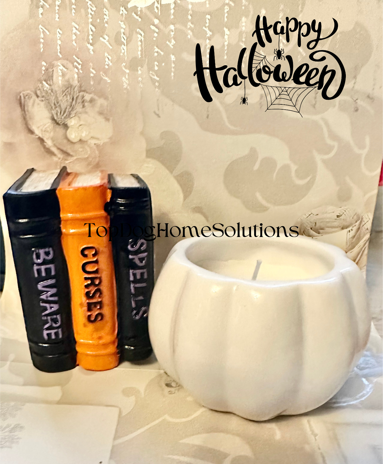 Witch Candle Halloween Pumpkin & Book of spells Scented Gift Ornament Vanilla