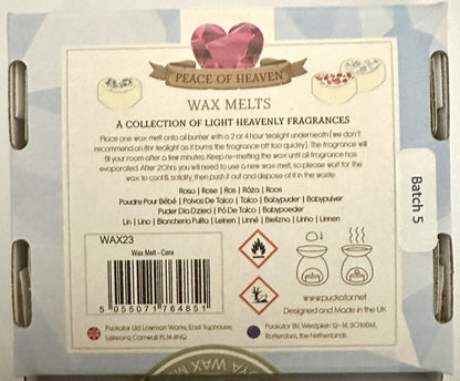 Baby Powder Linen & Rose Handmade Soya Wax Melts Set of 9 Peace Of Heaven Boxed.