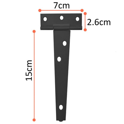 TEE T HINGE BRACKET GATE 4"  6" 8" 10" 12"  100mm BLACK GARDEN DOOR SHED SCREWS+