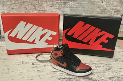 Nike Mini Jordan 3D Trainer sneaker Keyring Red Black Lace Gift Car Keys Xmas