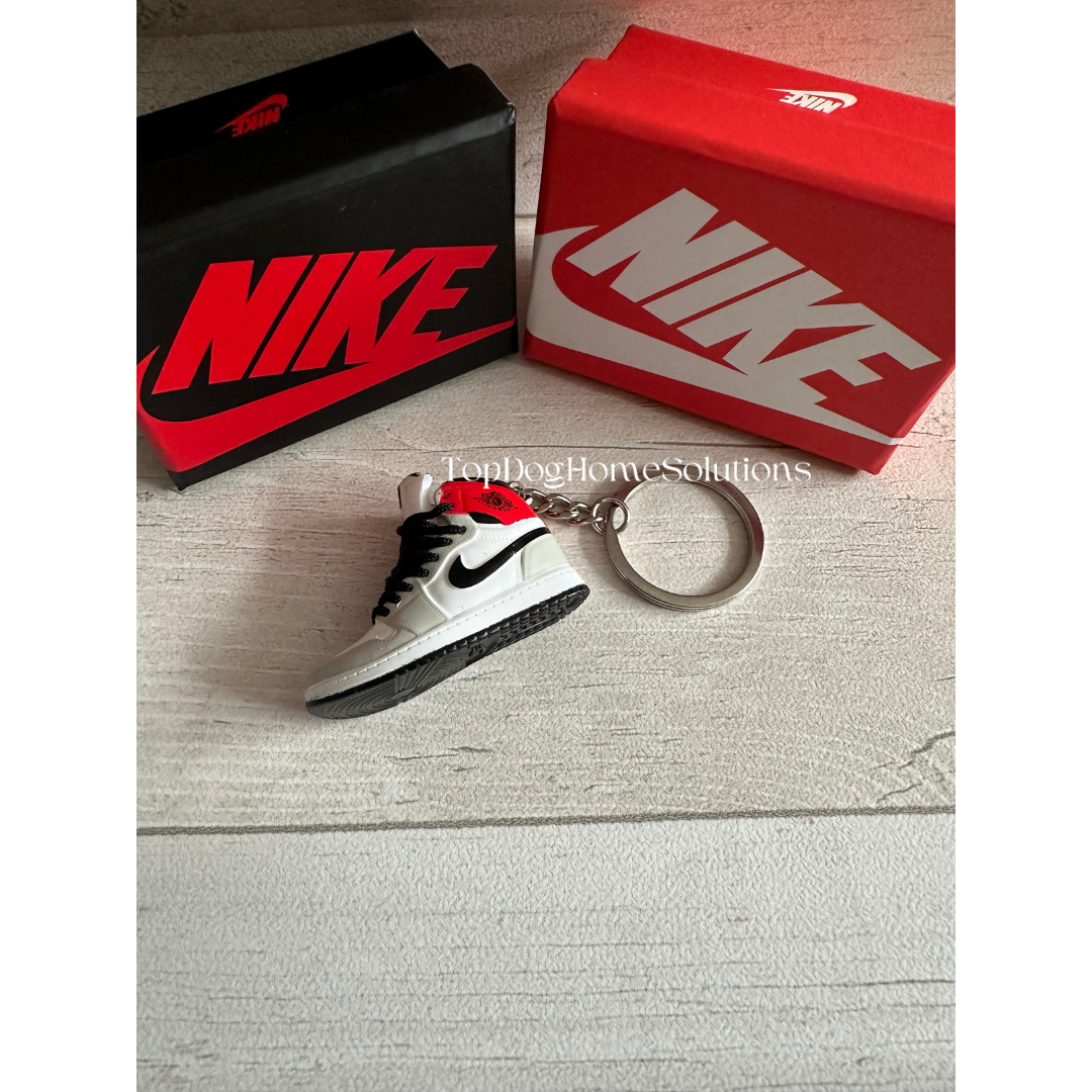 Nike Mini Jordan 3D Trainer sneaker Keyring Grey White Red Black shoe Gift Box