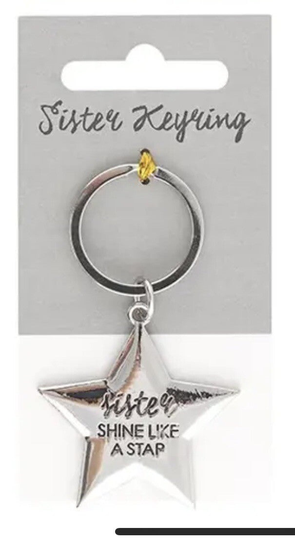 Sister Gift Keyring Sisters shine like a star birthday Quality Metal Sealed