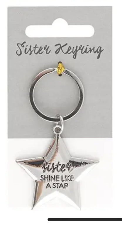 Sister Gift Keyring Sisters shine like a star birthday Quality Metal Sealed