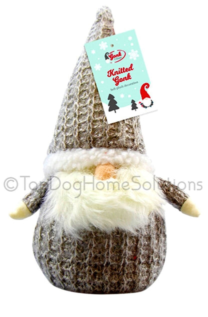 Gonk 3 X Cute knitted grey white Santa Dwarf Hats standing 25cm Christmas