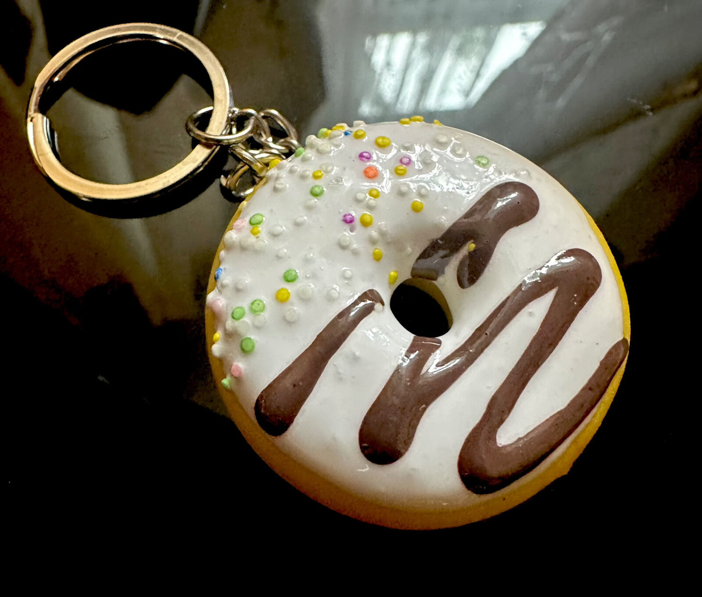 3D Donut Keyring Food Sweet Gift Cute Pink Chocolate sprinkles Car Key Chain