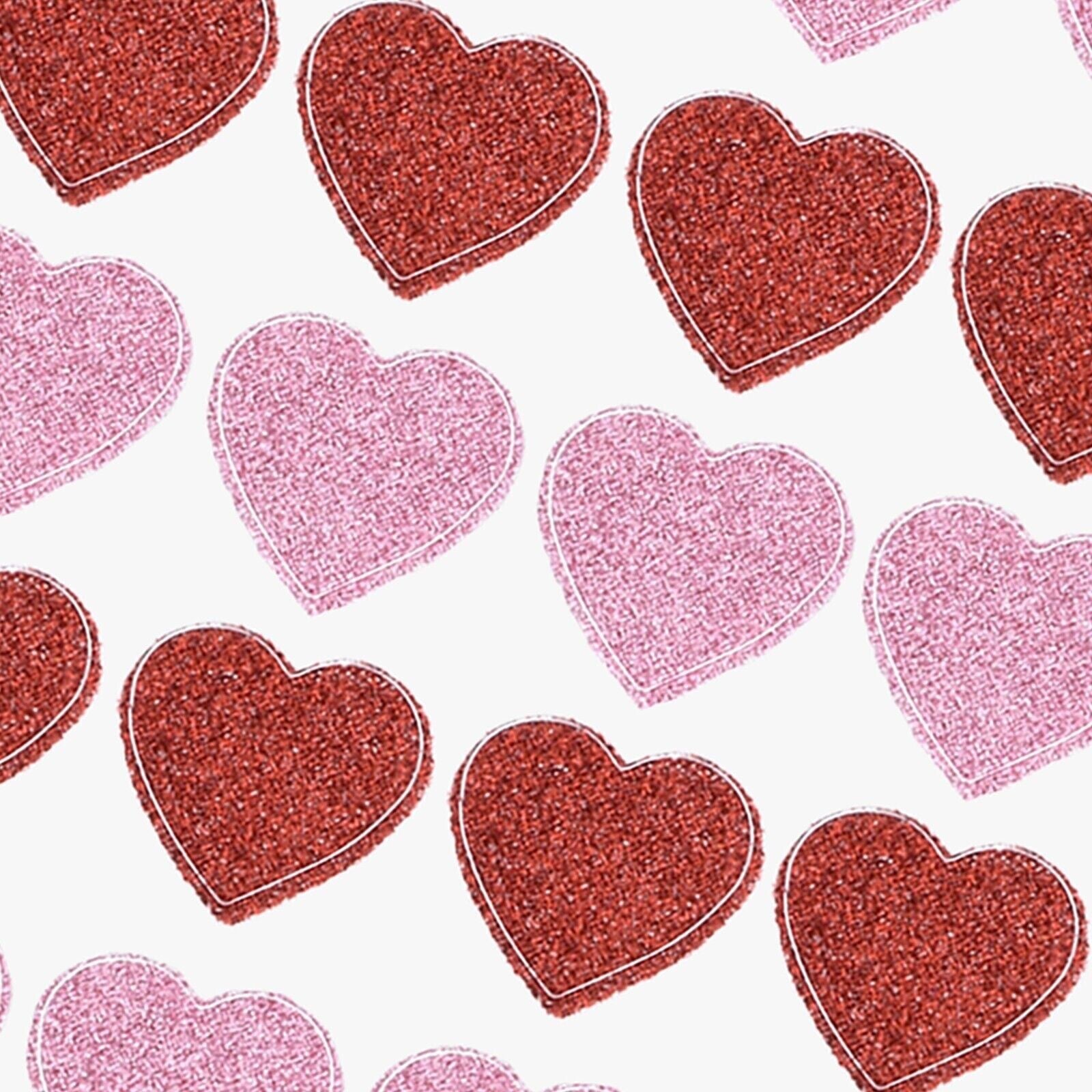Valentine’s 100 Glitter Heart Sticker Self Adhesive Red Pink Craft decorate card