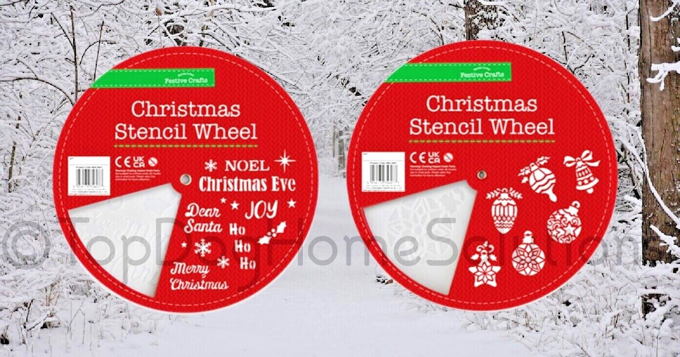 Christmas Stencil baubles Shapes Words Large Wheel Craft Art Card Making Reuse