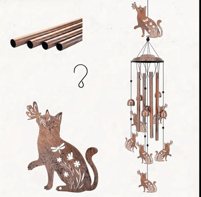 Animal Cat Dog Wind Chime Turtle Butterfly Outdoor Metal Home Patio Porch Garden
