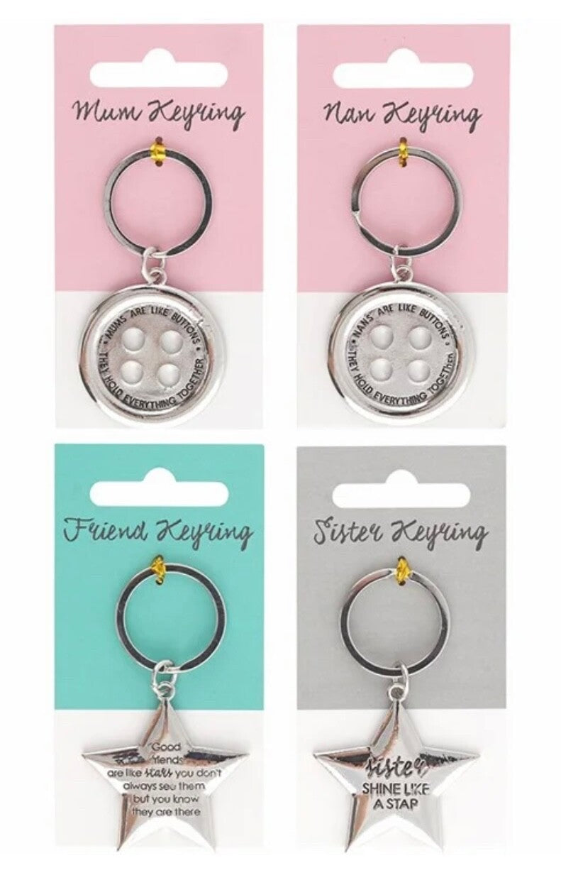 Friend Button Gift Keyring Good friends are like stars Quality Metal Sealed