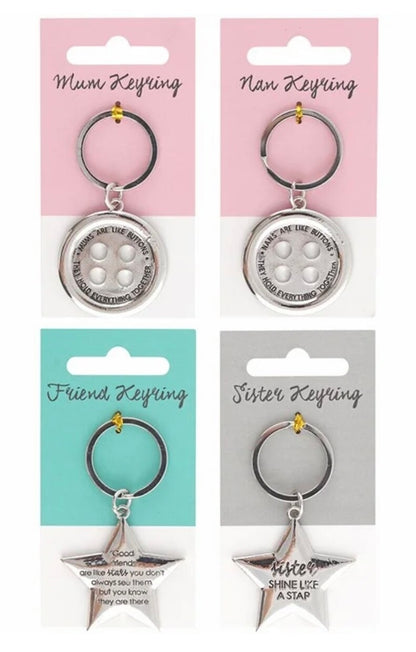 Friend Button Gift Keyring Good friends are like stars Quality Metal Sealed