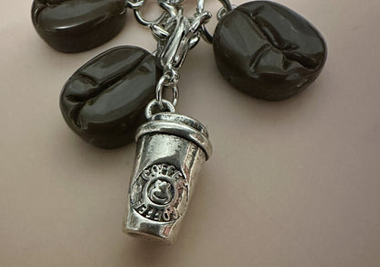 Coffee Theme Keychain Coffee Cup Coffee Bean Keychain Bag Pendant Key Ring Gift