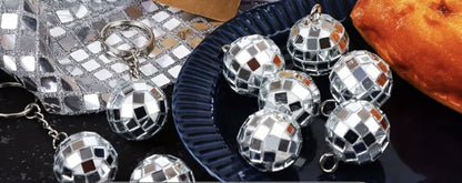 Disco Diva Mirror Ball Keyring X 1 3D Keychain Dance 70’s Organza Gift Bag 2.5