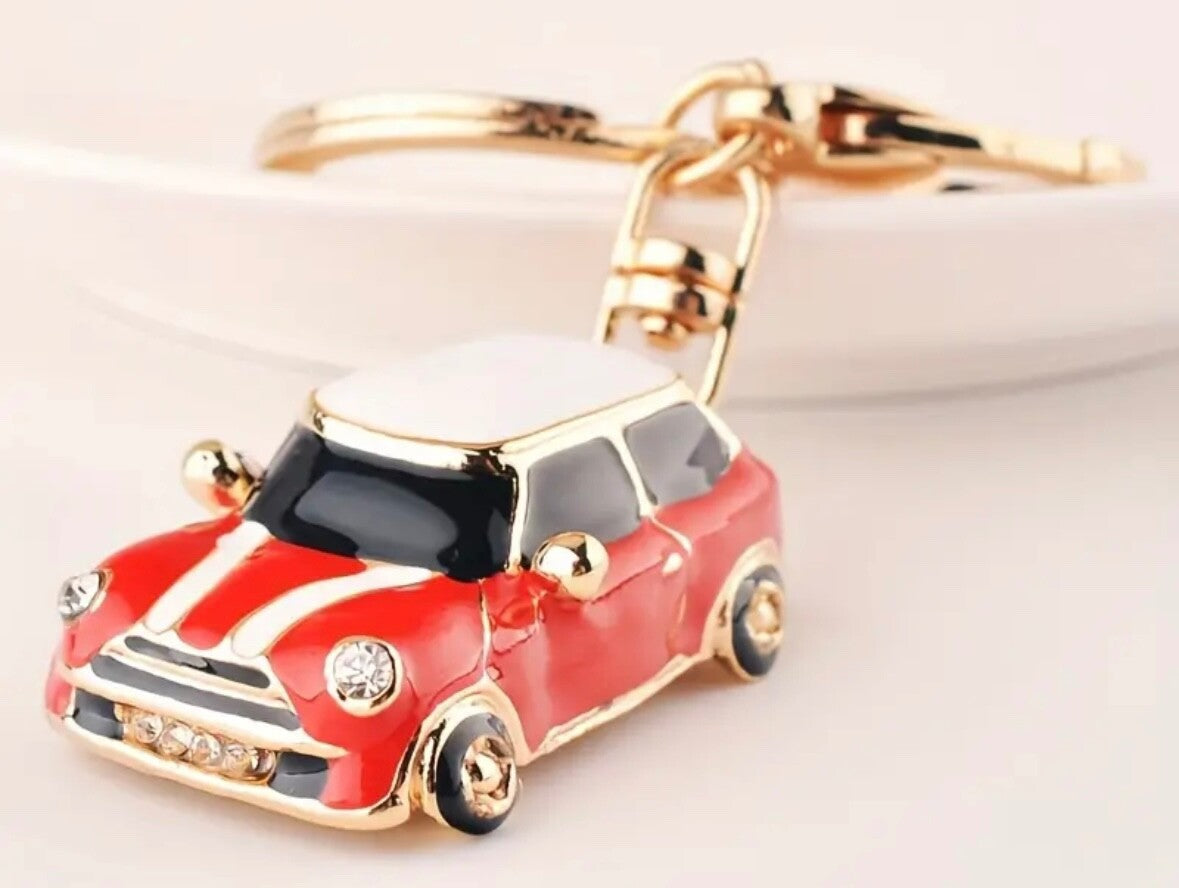 Mini Cooper Car Keyring Key Chain Gift Blue/Red/Black/Wine Rhinestone Metal Gift
