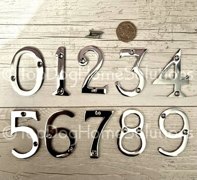Polished Chrome Door Numbers 2" 50 mm House Flat Shop Letters