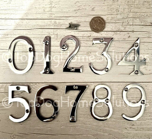Polished Chrome Door Numbers 2" 50 mm House Flat Shop Letters
