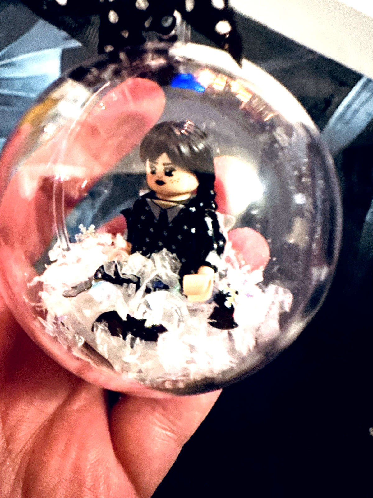 Christmas Wednesday Addams Mini Figure Bauble Hanging Snowflake Tree 3D Handmade