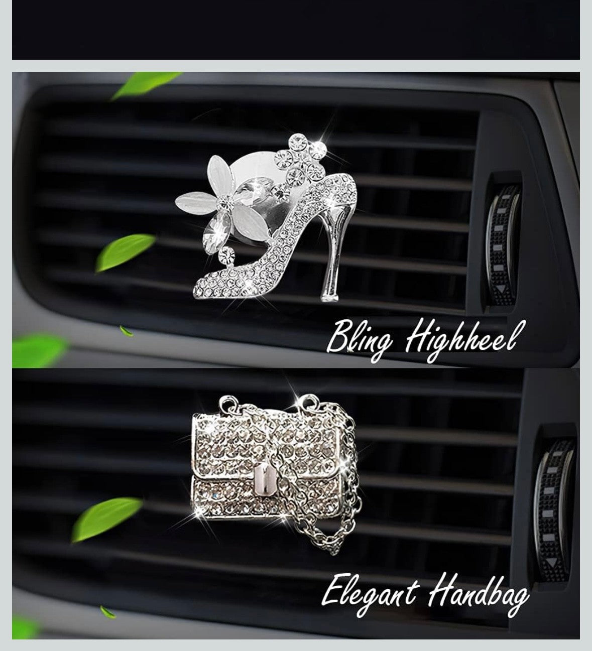 Car Handbag & shoe Air Freshener Bling Clip Vent Crystal Scented Christmas Gift
