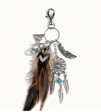 Dream catcher Keyring Car Keys Bag Agate Crystal Charm Gift Pendant Yin Yang