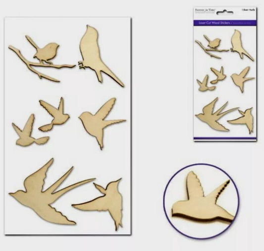 3D Laser Cut Wood Birds leaves MDF Embellishment Wooden Shape Craft Animal
