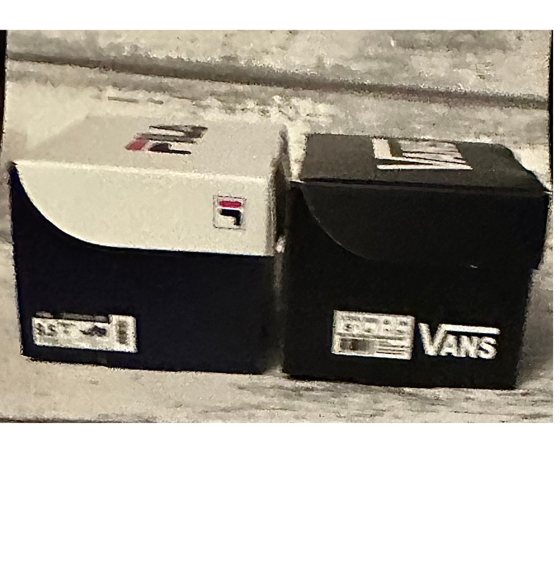 Vans & Fila Mini Trainer Sneaker Shoe Box Gift Sports Football Black White Blue