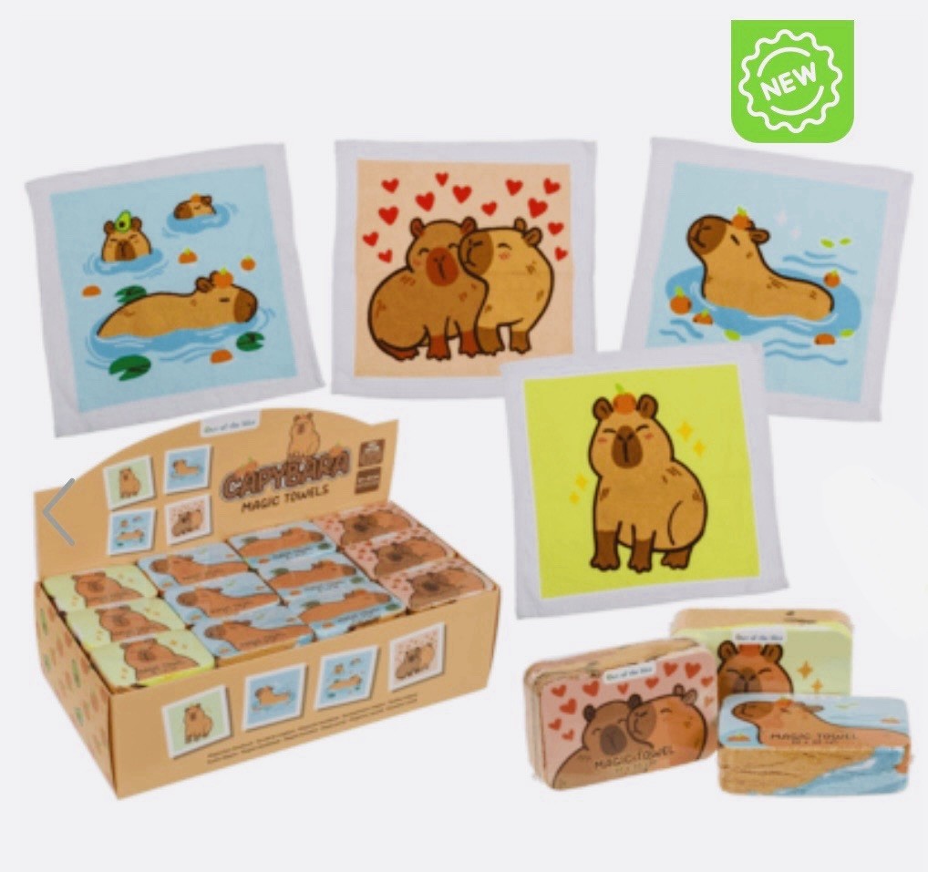 Xmas Capybara Magic Flannel Towel Kids Wash Cloth Bath Animal stocking filler