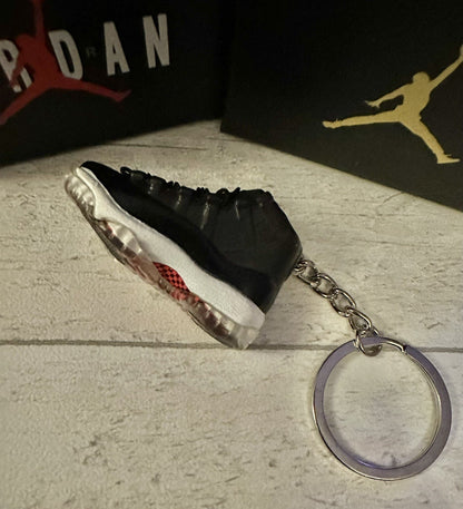 Mini Nike Keyring Jordan 11 3D Trainer sneaker Black shoe & Gift Box Key Chain