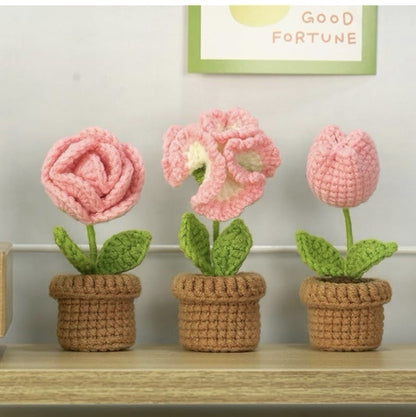 Crochet Flower Set 6 Pink Starter Kit Knitting Inc Instructions Christmas Gift