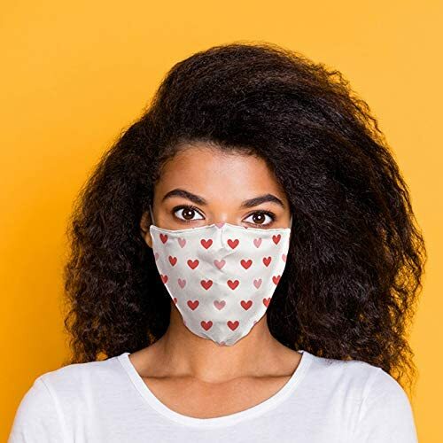 WHITE & RED HEARTS Girls lady Face Mask washable Reusable Protection covering UK