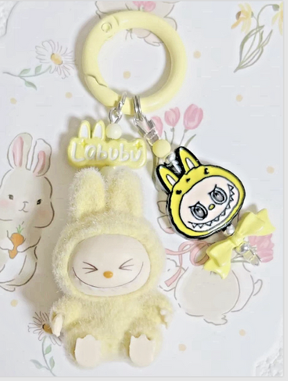 Cute Handmade keyring Labububu Heart Charm Pendant Kawaii Doll Keychain Bag