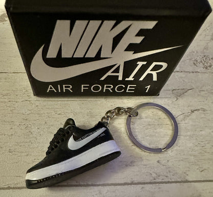 Nike Air Force 1 3D Trainer sneaker Keyring Black shoe Mini Low Gift Box Car key