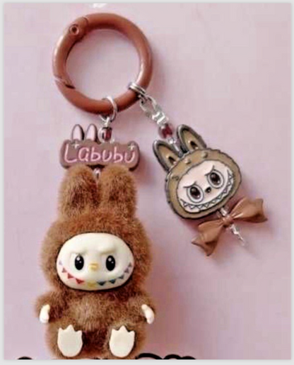 Cute Handmade keyring Labububu Heart Charm Pendant Kawaii Doll Keychain Bag
