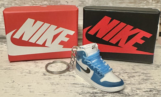 Nike Mini Jordan 3D Trainer sneaker Keyring Blue White Gift Christmas Car Keys