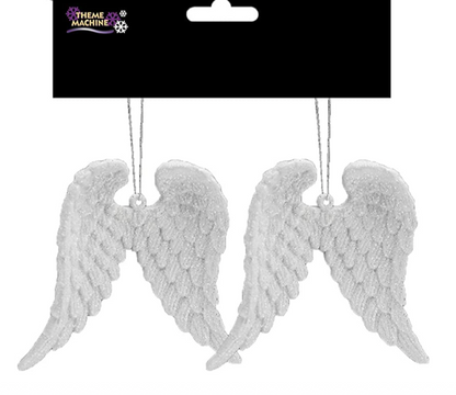 Angel Wings Christmas Silver White Glitter  Hanging Tree Decoration Spiritual