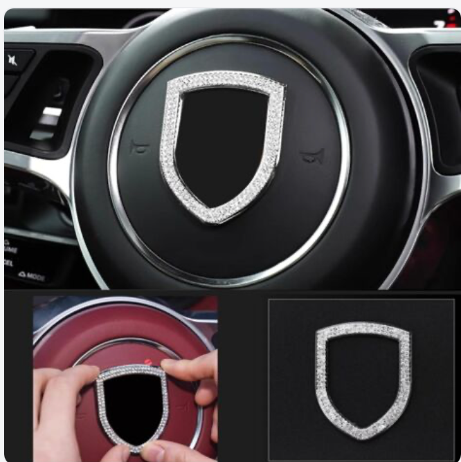 Car Porsche Rhinestone Steering Wheel Center Emblem crystal Diamond Sticker Logo