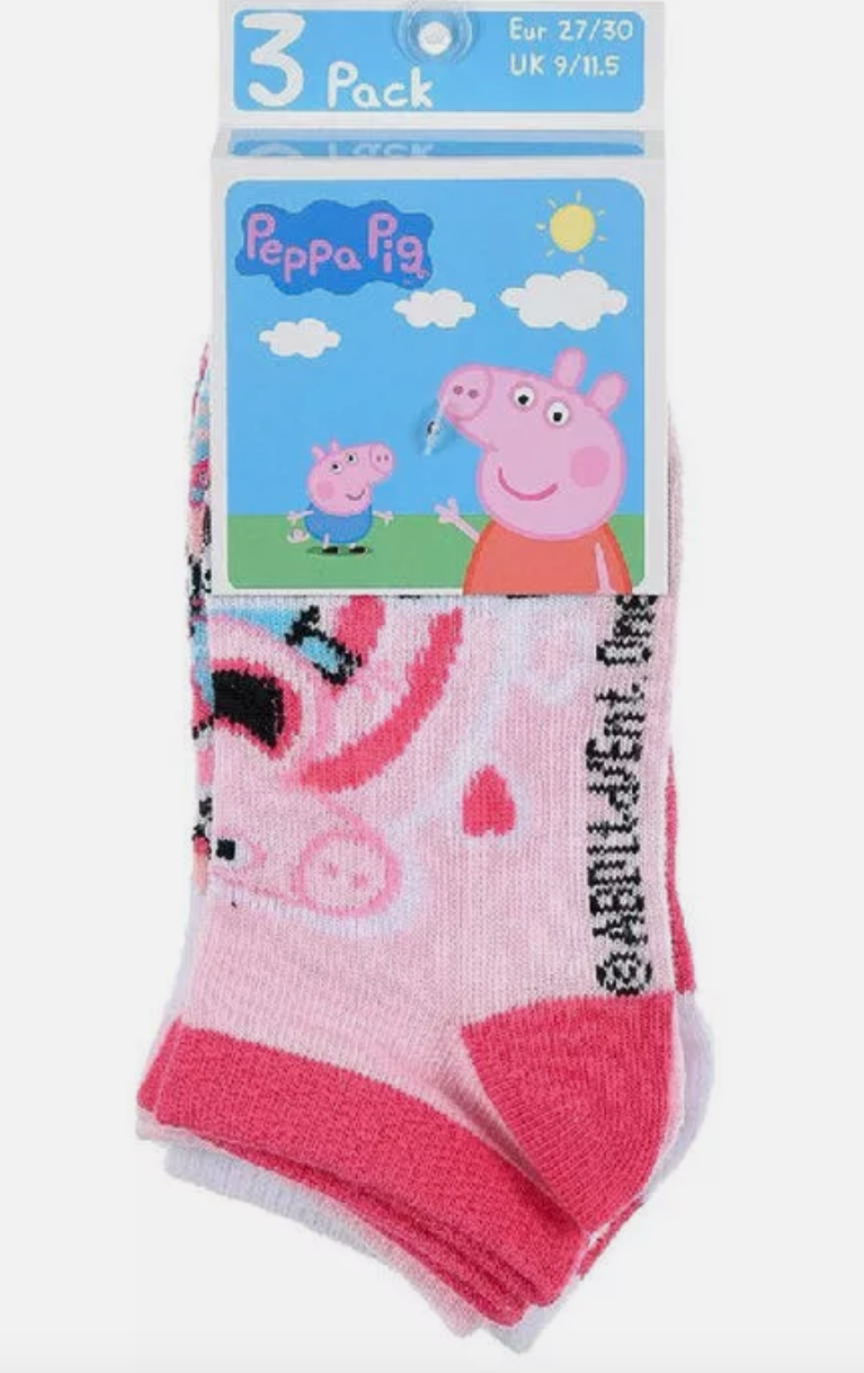 3 Kids Peppa Pig Socks 6 8 9 11 12 trainer invisible secret socks Pk 3 Girl Boy