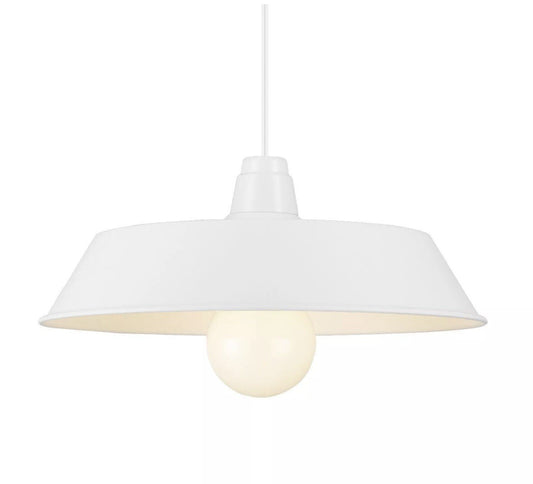 B & Q White Light Lamp Shade Easy Fit Metal Gammuse White Shade 38cm
