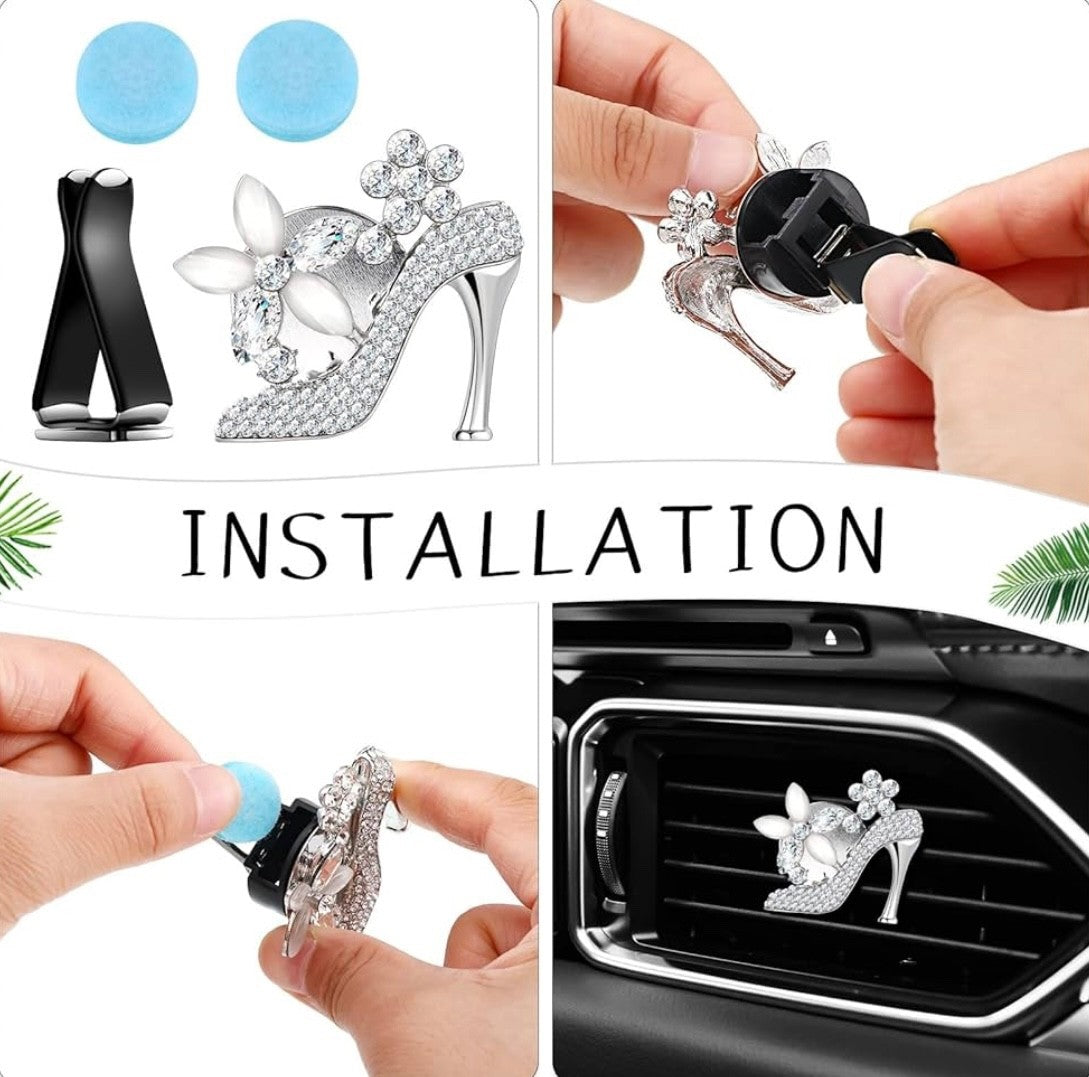 Car Handbag & shoe Air Freshener Bling Clip Vent Crystal Scented Christmas Gift