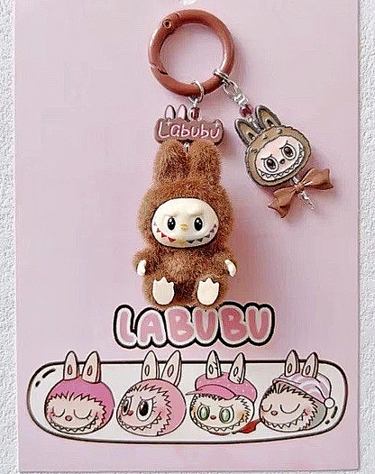 Cute Handmade keyring Labububu Heart Charm Pendant Kawaii Doll Keychain Bag