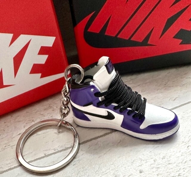 Nike Mini Jordan 3D Trainer sneaker Keyring Keychain Purple Black shoe Gift Box