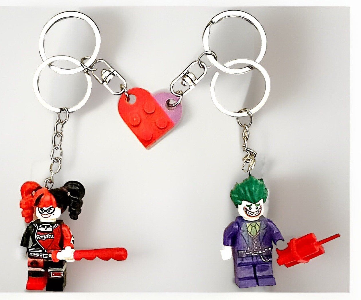 Batman Figure Keyring Couples Love Pink Batgirl Mini DC Bag Charm Gift Car Key