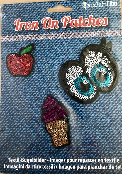 3 Sequin Motif Badges Clothes Fabric Patch Embroidered iron sew Appliqué Design