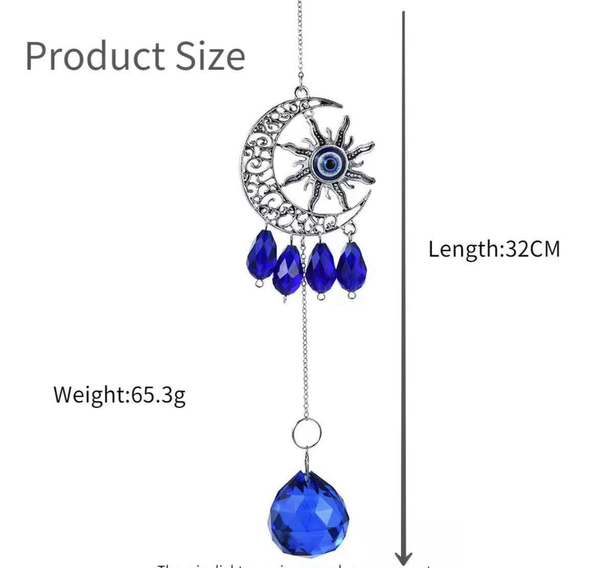 Hanging Evil Eye Suncatcher Sapphire Blue Crystal Protection