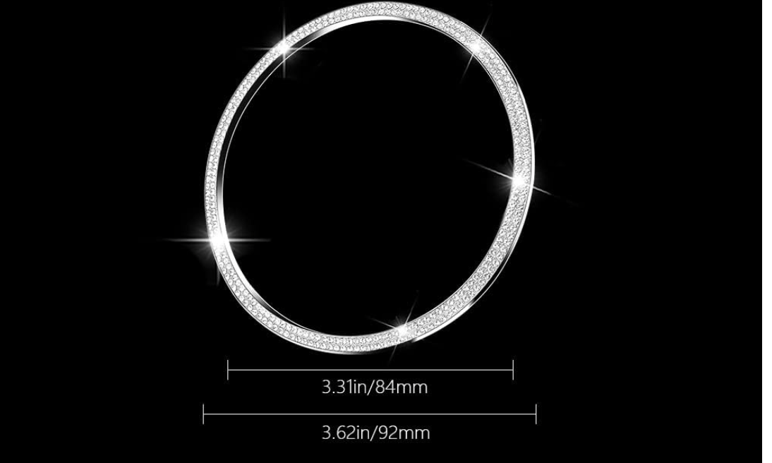 Car Audi Rhinestone Steering Wheel Center Ring Trim Diamond Sticker Logo