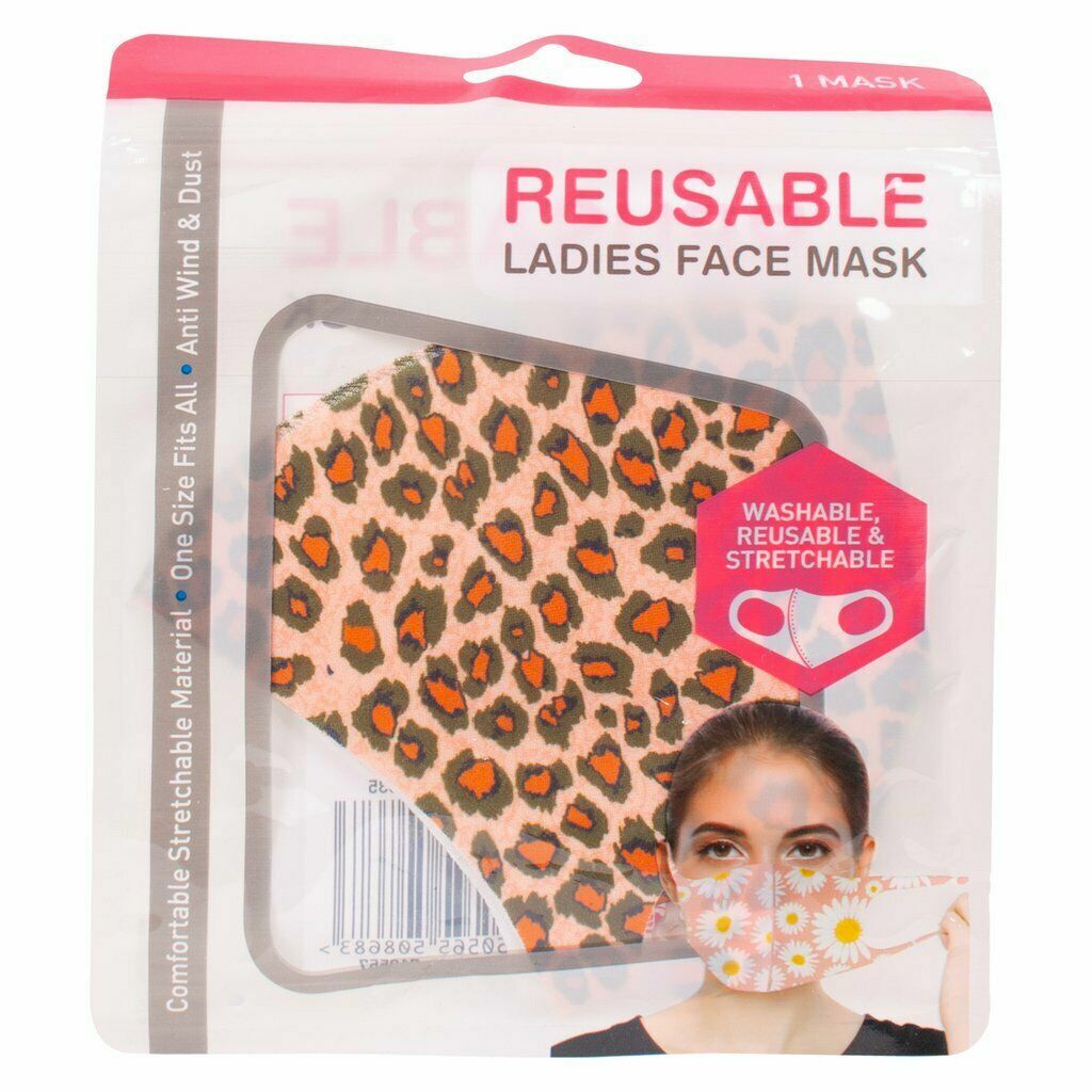 Ladies washable soft face mask leopard print Fabric Covering reusable breathable