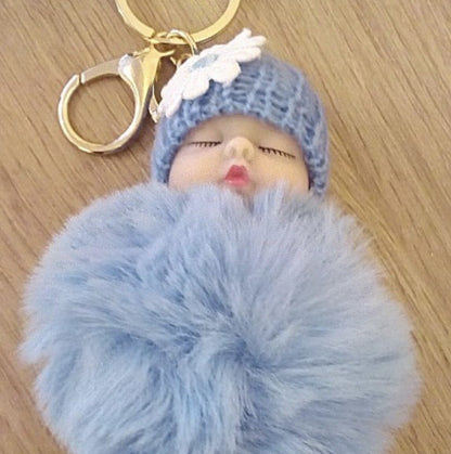 Baby Mama Keyring Pom Pom Car Key chain Bag Charm Doll Blue Pink Red Xmas Gift