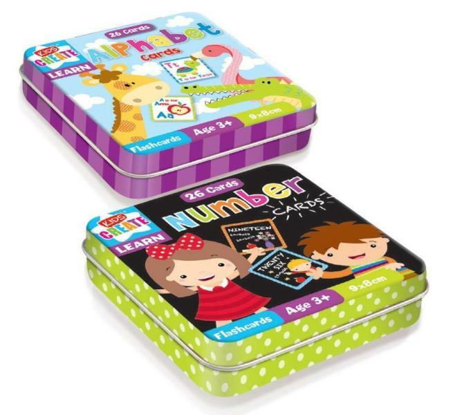 Children's Kids Flash Cards tin Alphabet Number Educational Pre School Learning