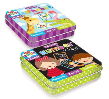 Children's Kids Flash Cards tin Alphabet Number Educational Pre School Learning