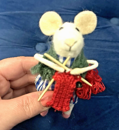 Felt Knitting Mouse Nan Christmas Tree Decoration Hanging Festive Ornament