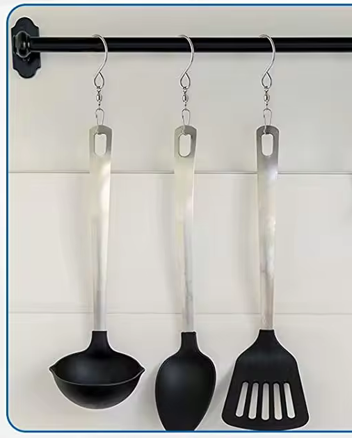 4 X Swivel S Hooks Clips Hanging Kitchen Utensils Ceiling rack Stainless Steel