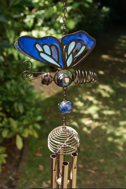 Butterfly Sun Catcher glass Wind Chime Hanging Home Garden zen Purple Pink Blue 